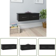 The Living Store Wand-Schubladenregal Schwarz 60x26x18,5 cm Holzwerkstoff - Wandregal - Holzwerkstoffregal - Schwarzes Regal - Regal Mit Schubladen