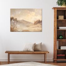 Wandbild Pastellfarbene Landschaft Mit Bergen Und Bäumen Rustikale Naturlandschaft 90x60