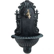 Wandbrunnen, Antik-Stil, Nostalgie, Garten, Terrasse, Wasserhahn, Becken, hängend, hbt: 62 x 38 x 20 cm, grün - Relaxdays