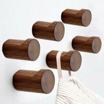 Ensoleille Wandgarderobe Aus Schwarzem Walnussholz Mit 6 Runden Haken, Korrosionsbeständig, Einfache Montage