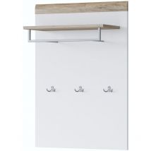 Price Factory - Wandgarderobe mit Regal in Weiß und Eichenfarbe für den Eingangsbereich Ihres Hauses. Kollektion ohio.