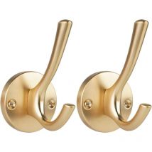 Wandgarderobe und Huthaken, 2 Stück, Kleiderhaken aus massivem Metall, hängende Kleiderhaken, Handtuchhalter für Küche, Bad, Wohnzimmer und Büro, Gold