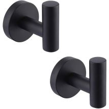 Wandhandtuchhaken Aus Mattschwarzem Edelstahl – Korrosionsbeständig – Maximale Traglast 5 Kg – 2er-set Badezimmerhaken – Sus304