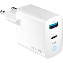 Wandladegerät in Weiß pd, qc, Schnellladegerät 1x usb Typ a, 1x usb Typ c 65W