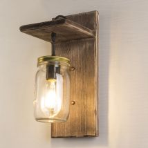 Wandlampe Innen, Holz Wandlampe E27 Vintage Retro Innenwandleuchte Für Flur Landhaus Schlafzimmer Wohnzimmer (ohne Leuchtmittel)