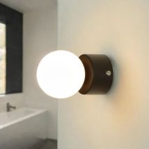 Wandlampe IP44 Weiß Schwarz G9 Glas Kugel Schirm Modern Badleuchte