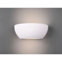 Wandlampe led Gipsleuchte Weiß Up and Down, bemalbar, Breite 24cm