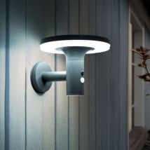 Wandlampe mit Bewegungsmelder led Solarleuchte Haustürlampe Fassadenleuchte anthrazit Gartenlampe, 250lm, kaltweiß, BxH 24x21 cm