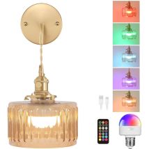 Wandlampe Mit Kabelloser Aufladung, Retro Wandleuchte In Rgb-farben, Perfekt Für Nachttisch Und Wohnzimmer (mit Fernbedienung Und Glühbirne)