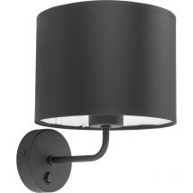 Wandlampe mit Schalter Stoff Schirm E27 Wandleuchte Schlafzimmer Wohnzimmer