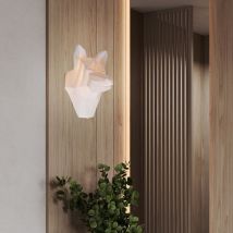 Wandlampe Porzellan Wandleuchte Hund Schlafzimmerlampe Kinderzimmerleuchte weiß, E14 Fassung, LxBxH 22x18x30 cm