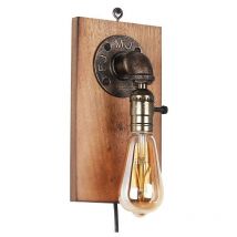 Wandleuchte aus Metall und Holz older