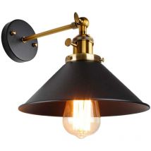 Goeco - Wandleuchte Innen Retro Wandlampe E27 Basis Für Schlafzimmer, Restaurant, Flur, Café, Bar Schwarz