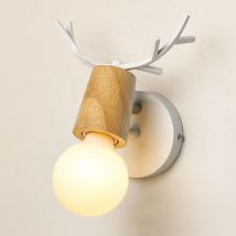 Wandleuchte Kreative, Moderne Geweih Form Wandlampe, Wandstrahler Licht aus Metall und Holz E27 Fassung für Schlafzimmer Wohnzimmer Treppen (Weiß)