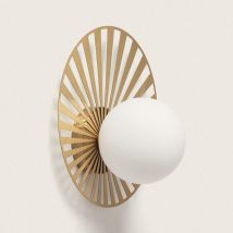 LEDKIA Wandleuchte Metall und Glas Becquer Gold – G9 Fassung – Art-Déco Design – Höhe 20 cm – Breite 15 cm