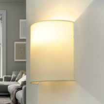 Licht-erlebnisse - Wandleuchte Stoff E27 indirekt in Creme Weiß Wandlampe Wohnzimmer Schlafzimmer - Creme