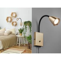 Flexible Leselampe wanda, Wandleuchte mit & ohne Stecker, Messing matt
