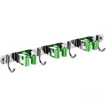 Wandmontierter Besenhalter, Wandmontierter Mopphalter Aus Edelstahl Mit 3 Klemmen Und 4 Haken Für Küche, Garten, Balkon, Garage