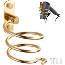 Wandmontierter Haartrocknerhalter Aus Aluminium, Kabelhalter Für Küche, Bad Und Badezimmerzubehör (gold)