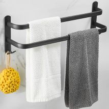 Wandmontierter Handtuchhalter Aus Aluminium – 2 Ebenen – Mit Haken – 70 Cm – Wasserdicht – Schwarz – Für Bad, Küche Und Dusche
