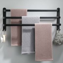 Minkurow Wandmontierter Handtuchhalter Triple Bar Badezimmer-handtuchhalter 30 Cm Edelstahl-handtuchhalter, Mattschwarz