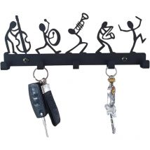 Wandmontierter Schlüsselhalter – Schraube – Eisen – Schlüsselschrank – 5 Haken – Schlüsselaufhänger – Wandhaken, 24 X 10,5 Cm – Schwarz