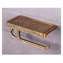 Aougo - Wandmontierter Toilettenpapierhalter, Toilettenpapierhalter mit Aufbewahrungsplattform für Badezimmer-WC, Bronze