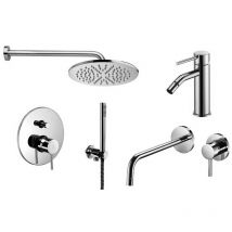 Paffoni - Wandmontiertes Waschbecken-mischbatterie-set, Bidet Und Chromfarbenes Duschset Light Kitlig8cr