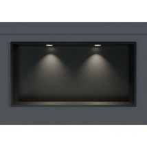 Bernstein - Wandnische Edelstahl NT206010X mit LED-Spot 20x60x10 cm Schwarz 2x Spot Einbaurahmen Chrom
