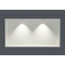 Wandnische Edelstahl Bernstein NT306010X mit LED-Spot 30x60x10 cm Weiß 2x Spot Einbaurahmen Schwarz matt