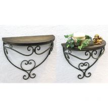 Wandregal 2er Set 12095 Wandkonsole 'Malega' aus Metall mit Holzablage Badregal