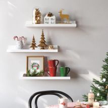 Weiße Wandregale im 3er-Set mit Rand - L38 cm