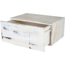Wandregal Arlon, Schubladen-Regal, Shabby-Look Vintage, 21x46x30cm weiß