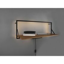 Mirrors And More - Wandregal Leonie Aus Holz Mit Led Beleuchtung Metall Schwarz 90cm Breit