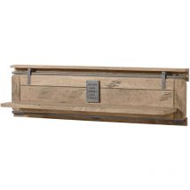 Massivmoebel24 - Wandregal Mango 180x25x38 Whitewash Lackiert Railway 391