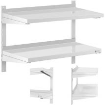 Royal Catering - Wandbord Doppel Wandregal Edelstahl Regal 2 Ablagen Hängeregal 80 X 40 Cm