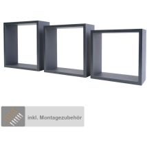 DOMAX Wandregal-Set quadratisch in Grau – Stilvolle Aufbewahrungslösung – Moderne Atmosphäre – 67222