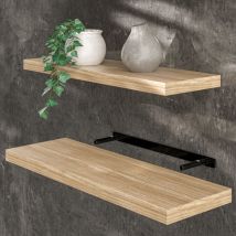 Casaria - Wandregal Freischwebend inkl. Halterung mdf 15kg Tragkraft 3,8cm Stärke Wand Flur Board Regal Bücherregal Hängeregal Küchenregal 70cm Eiche