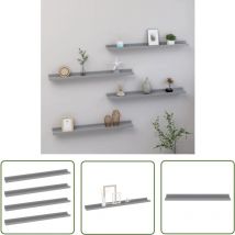 The Living Store Wandregale 4 Stk. Grau 80x9x3 cm - Wandregal - Grau - mdf - Wohnzimmerdeko - Stauraum