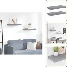 Schweberegale 2 Stk. Grau 50x23x3,8 cm mdf - Schweberegale - Wandregale - Regal Grau - Wohnwandgestaltung - Dekorationsschrank