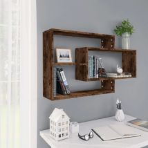 Wandregal,Wandboard für Wohnzimmer, Schlafzimmer, Flur, Badezimmer,Hängeregal Räuchereiche 104x20x58,5 cm Holzwerkstoff DTHFF4291358 BonneVie