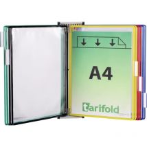 Wandhalter 5 Sichttafeln farbig sortiert m.Drahtrahmen,ku.-ummantelt f.DIN A4