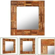 Kalisse - The Living Store Wandspiegel Altholz Massiv 60x60 cm - Wandspiegel - Altholz - Retro Design - Wohnzimmerdeko - Badspiegel