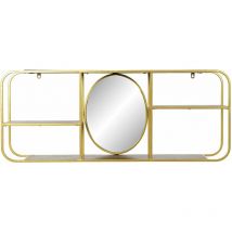 Metallspiegel 100x18x40 Gold Metallschelfmaterial Spiegel Holzfarbe Multicolor -Familienspiegel Details