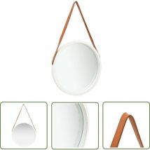 Nova - The Living Store Wandspiegel mit Gürtel 50 cm Weiß - Vintage Spiegel - Wandspiegel Rund - Großer Spiegel - Dekospeigel - Badezimmer Spiegel