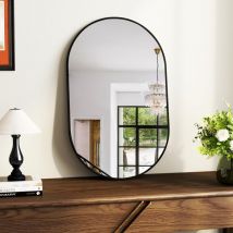 Wandspiegel Schwarz 50x80cm Spiegel, mit Schwarzer Metallrahmen Badspiegel für Badezimmer, Waschtisch, Wohnzimmer, Schlafzimmer, Eingang