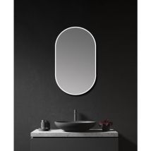 Talos - Wandspiegel Design Spiegel oval white 45 x 75 cm - Badspiegel mit hochwertigem, umlaufenden Aluminiumrahmen in matt weiß- Badezimmerspiegel