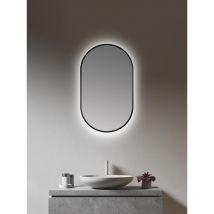 Talos - Wandspiegel led Design Spiegel oval black 45 x 75 cm - Badspiegel mit led Beleuchtung - Lichtspiegel mit hochwertigem, umlaufenden