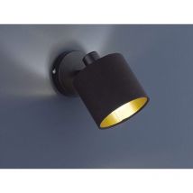 Wandstrahler tommy 1 flammig Metall mit Stoffschirm in Schwarz/Gold Ø12cm