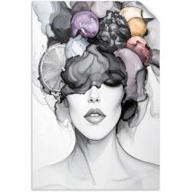 Selbstklebendes Poster – Wandsticker Frau Mit Früchten Auf Dem Kopf 60x90 Cm